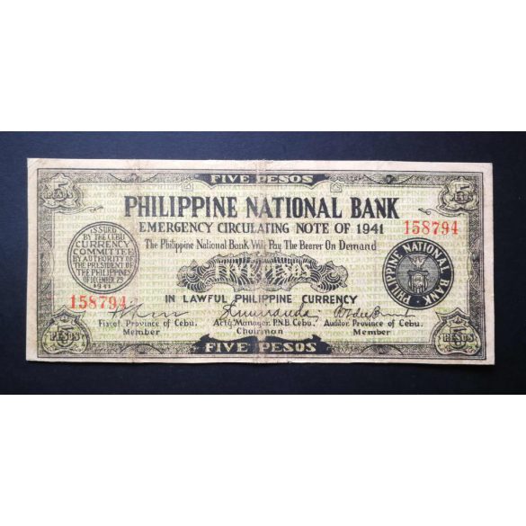 Fülöp-szigetek 5 Pesos 1941 F