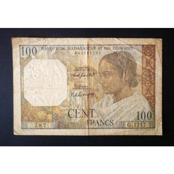 Madagascar 100 Francs 1950 P-46b VG+