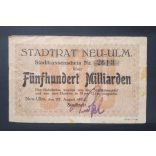 Germany Neu-Ulm 500 Billion Mark 1923 F