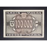 Germany 100000 Mark Moers 1923 VF 