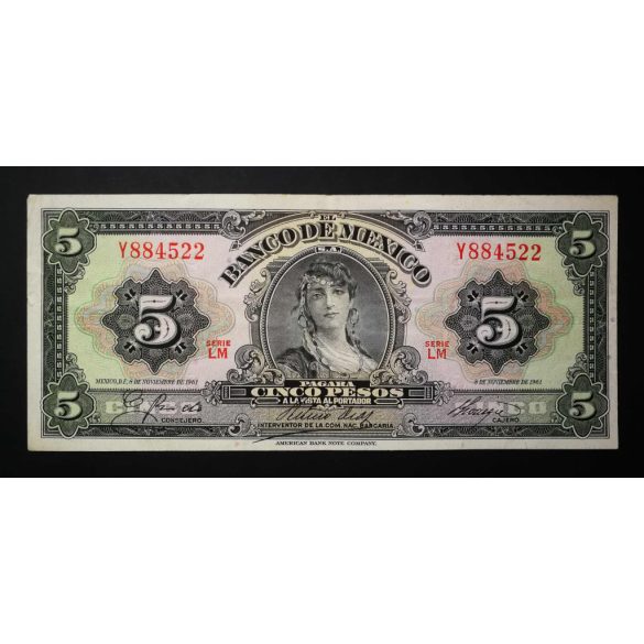 Mexikó 5 Pesos 1961 VF