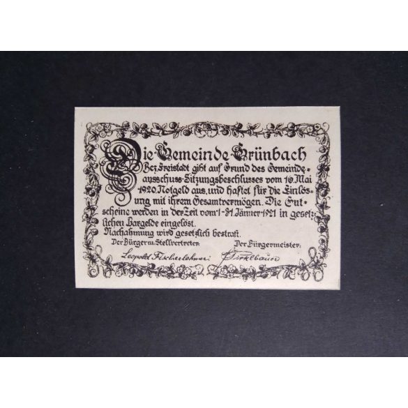 Austria 50 Heller 1920 Unc Grünbach