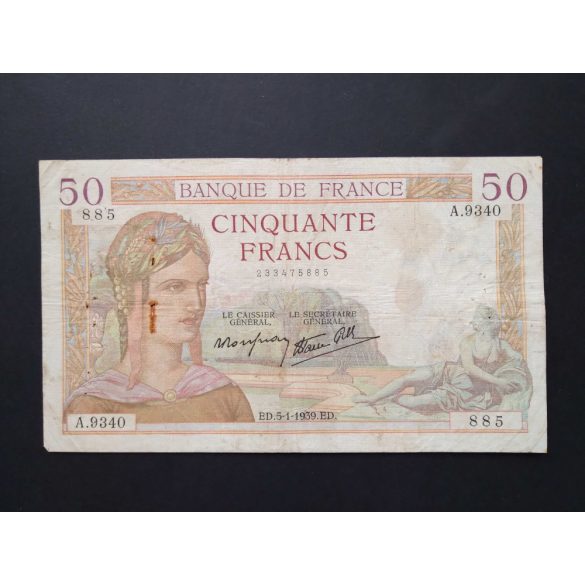 France 50 Francs 1939 VG+