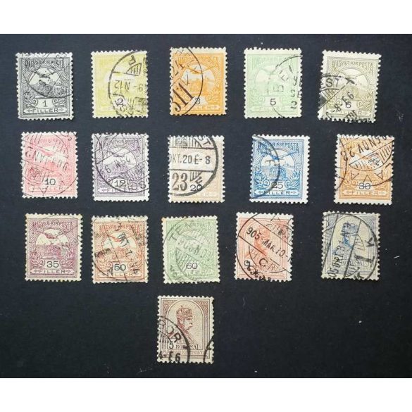 Hungary 1904 TURUL and King Franz Joseph 16 pcs perf. 12 : 11 3/4 used