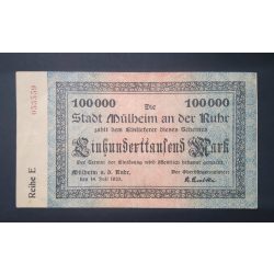   Németország Mülheim 100000 Mark 1923 VF szárazbélyegzővel