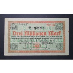 Németország 3 Millió Mark Dresden 1923 VF-