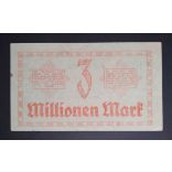 Germany 3 Million Mark Dresden 1923 VF-