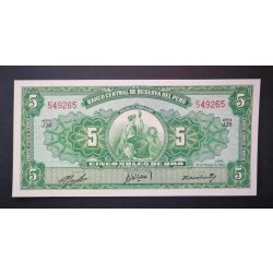 Peru 5 Soles de Oro 1960 UNC
