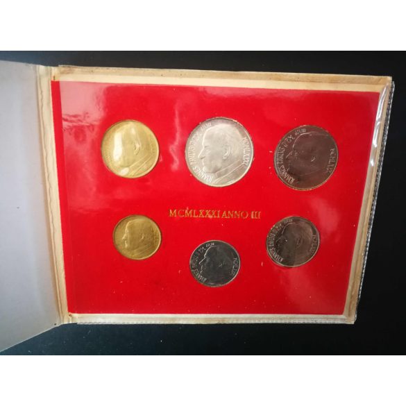 Vatikán II. János Pál pápa érme szett 1983 UNC, ezüst 500 Lírát tartalmaz