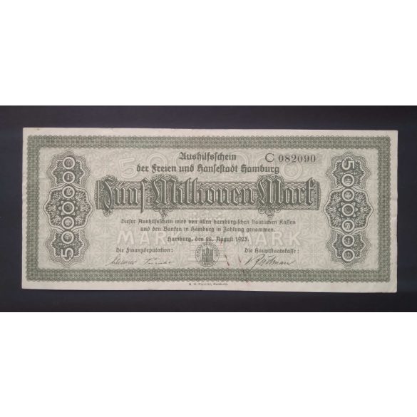 Germany 5 Million Mark 1923 F+ Hamburg