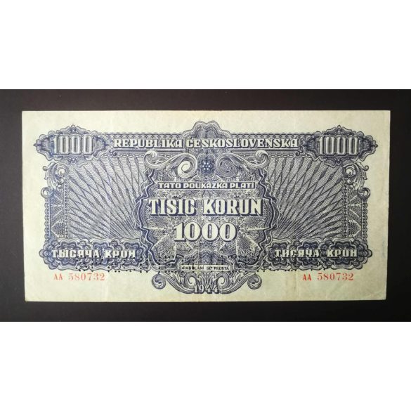 Czechoslovakia 1000 Korun 1944 VF Specimen