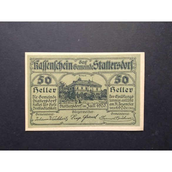 Ausztria 50 Heller 1920 Unc Stattersdorf