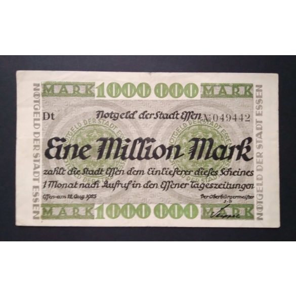 Németország 1 Millió Mark Essen 1923 VF