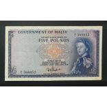 Malta 5 Pounds 1949/61 F