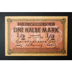   Germany 1/2 Mark KOWNO Poland, Lithuania, Latvia occupation 1918 F