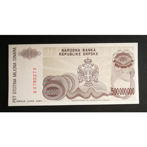 Bosnia and Herzegovina 500 million Dinara 1993 Unc
