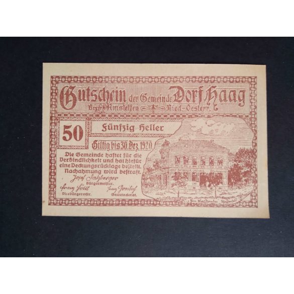 Austria 50 Heller 1920 Unc Dorf Haag