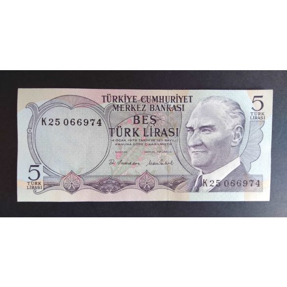 Törökország 5 Lira 1970/76 Unc