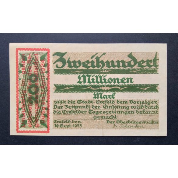 Germany Crefeld 200 Million Mark 1923 VF+