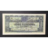 Mozambique 20 Centavos 1933/42 Perforated UNC-