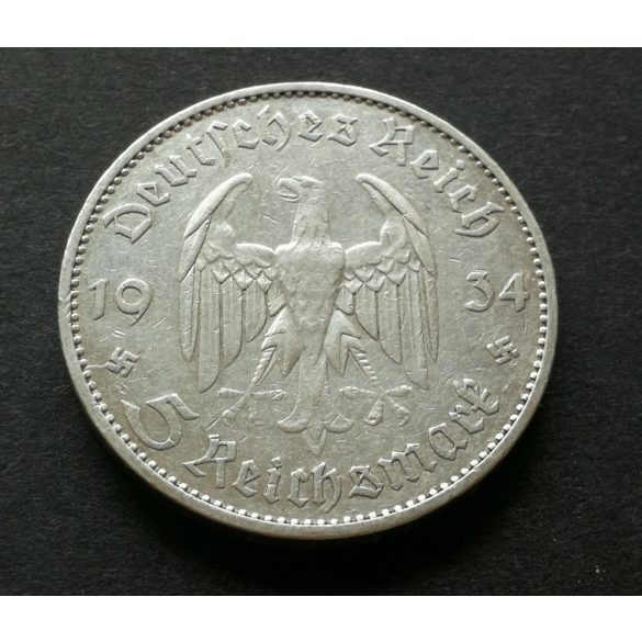Németország 5 Márka 1934 Potsdam templom 13,9 g ezüst