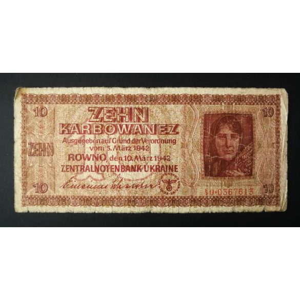 Ukrajna 10 Karbowanez 1942 VG