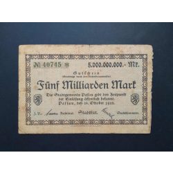 Germany 5 Billion Mark 1923 Passau F-