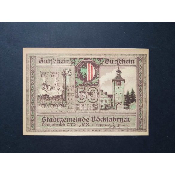 Ausztria 50 Heller 1920 Unc Vöcklabruck