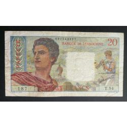 Tahiti Papeete 20 Francs 1963 F