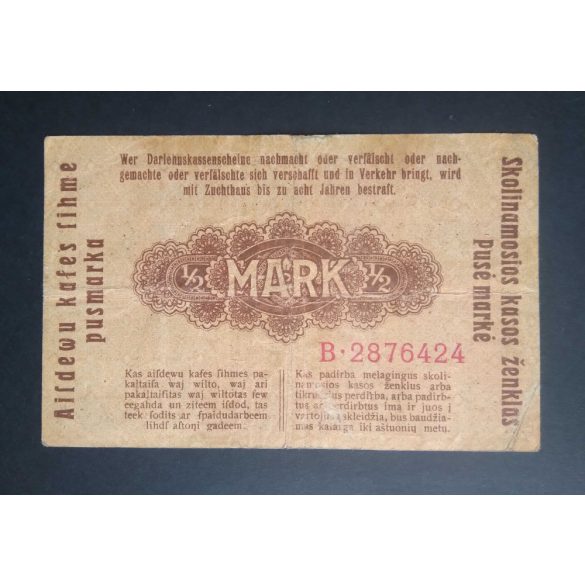 Germany 1/2 Mark Poland, Lithuania, Latvia occupation 1918 F