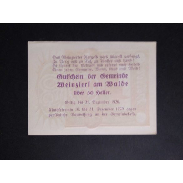 Austria 50 Heller 1920 Unc Weinzierl 