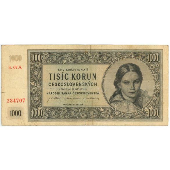 Czechoslovakia 1000 Korun 1945 F