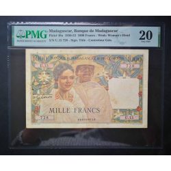   Madagaszkár 1000 Francs 1950-53 VF - PMG 20 minősített bankjegy