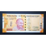India 200 Rupees 2020 Unc
