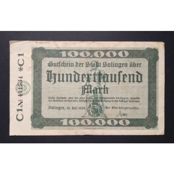 Germany 100000 Mark 1923 F Solingen