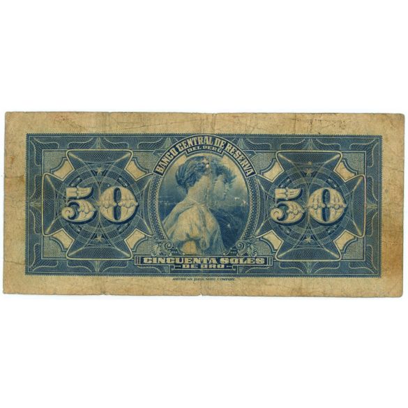 Peru 50 Soles de Oro 1950 VG+