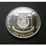 Kongó 500 Francs 1991 ezüst PP, emlékérme