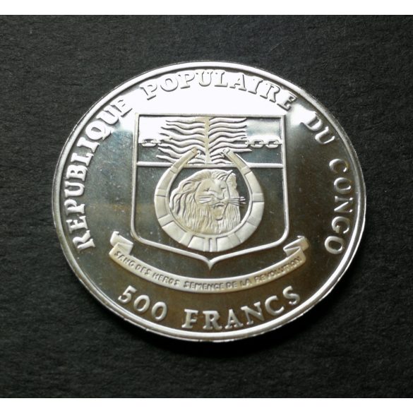 Kongó 500 Francs 1991 ezüst PP, emlékérme