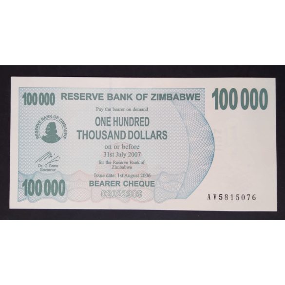 Zimbabwe 100000 Dollars 2006 UNC