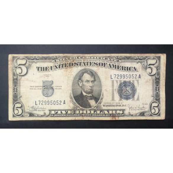 USA 5 Dollars 1934 C Silver certificate F-