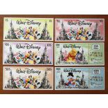 Walt Disney Disneyland 1, 5, 10, 20, 50, 100 Dollars UNC szett