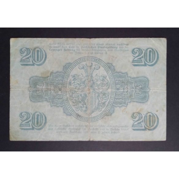 Németország 20 Mark Leipzig 1918 F