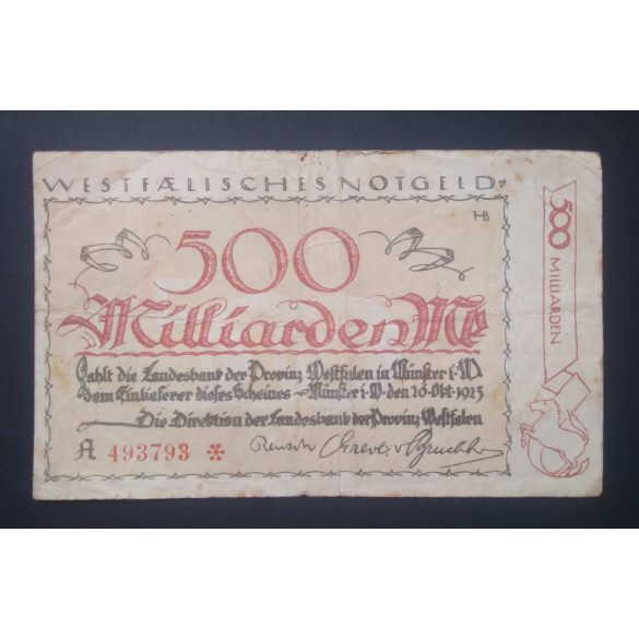 Germany 500 Billion Mark Münster 1923 F-