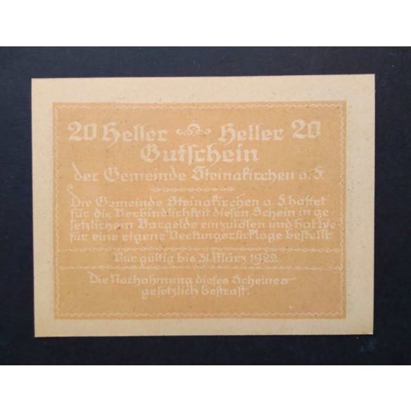 Austria 20 Heller 1922 Unc Steinakirchen 