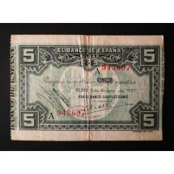 Spain 5 Pesetas 1937 F