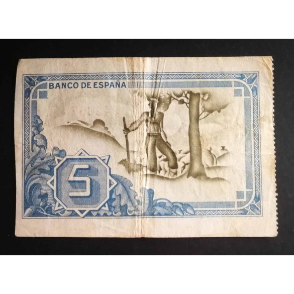 Spain 5 Pesetas 1937 F