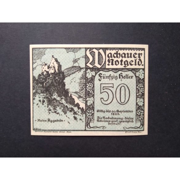 Austria 50 Heller 1920 Unc Spitz an der Donau, Ruine Aggstein