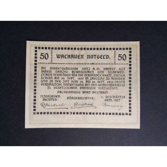 Austria 50 Heller 1920 Unc Spitz an der Donau, Ruine Aggstein