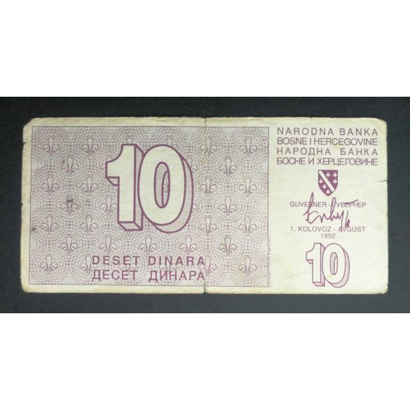 Bosnia and Herzegovina 10 Dinara 1992 VG+