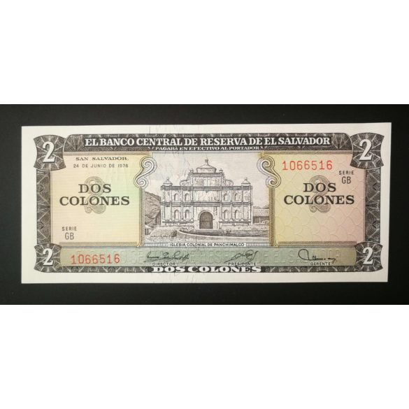 El Salvador 2 Colones 1976 UNC 